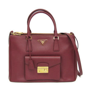 PRADA Red Leather Saffiano Shoulder Bag